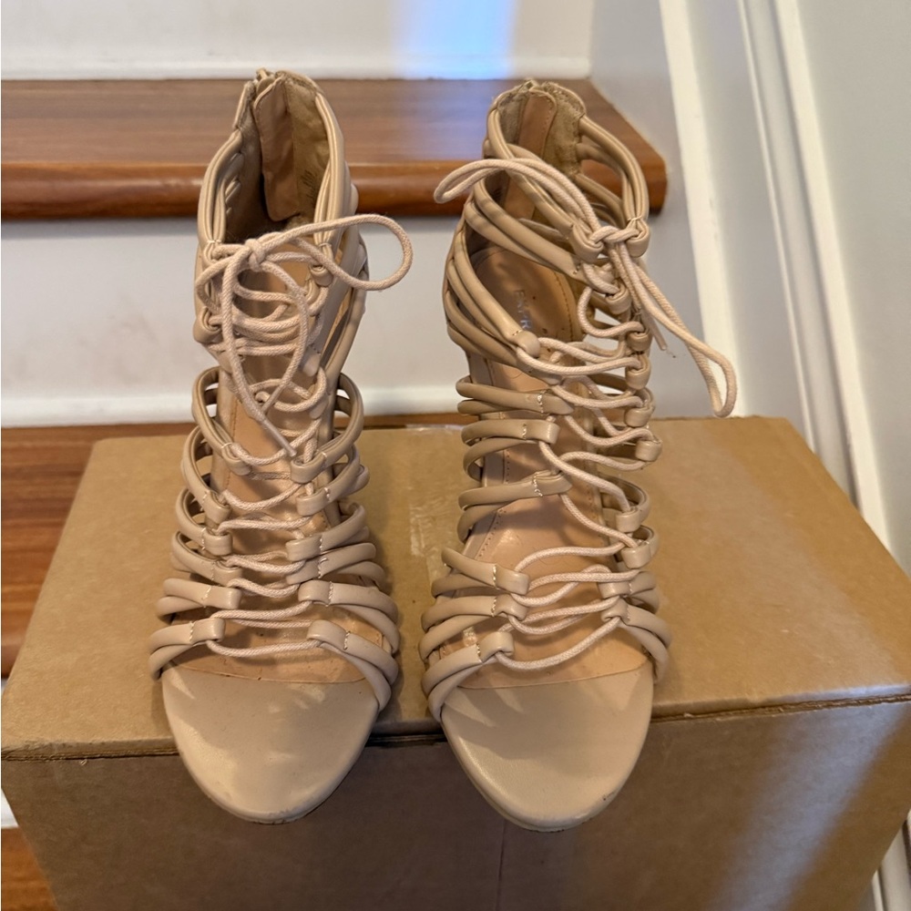 Express Tan Strappy Heels